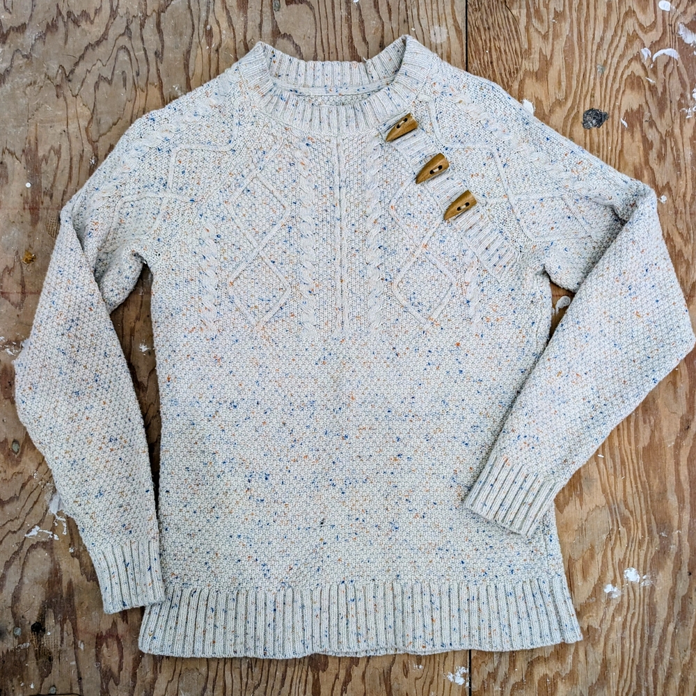 Ruff Hewn Cream Speckled Crew Neck Sweater